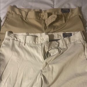 Polo by Ralph Lauren Men's Flat Front Shorts - Tan and Cream